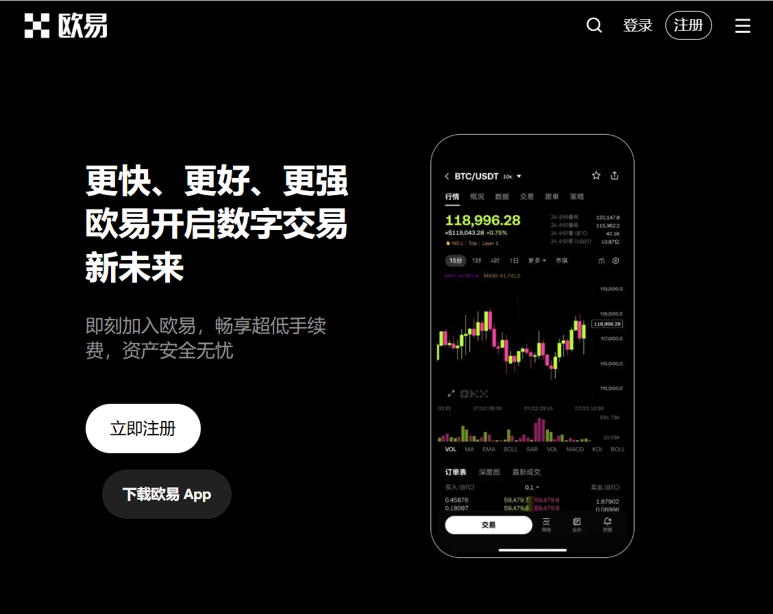OKX 欧易交易所官网截图